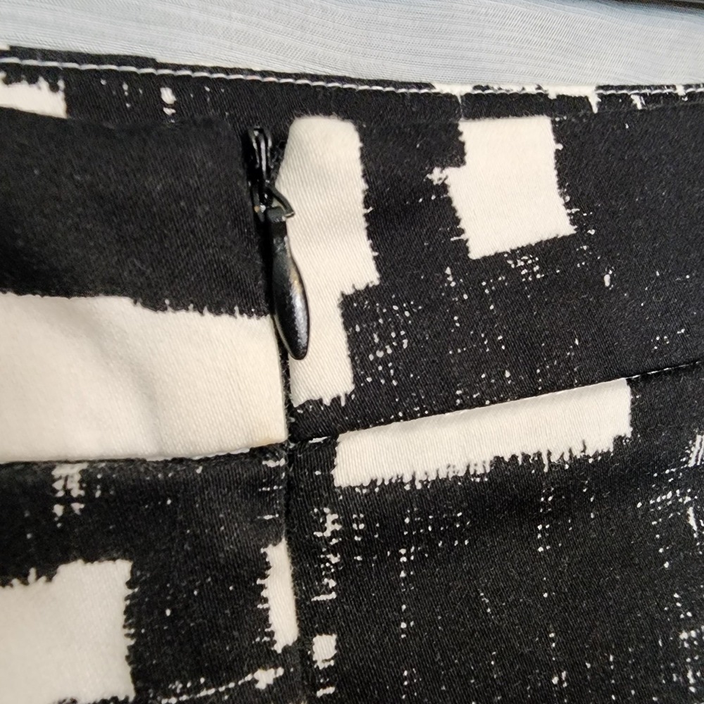 SANDRO Size 8 Black Geometric Plaid Brushstroke Cotton Stretch Pencil Skirt - Picture 7 of 9